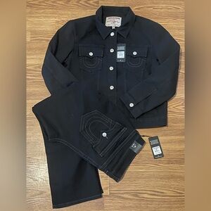 True Religion Black Denim Jacket and Jeans Set